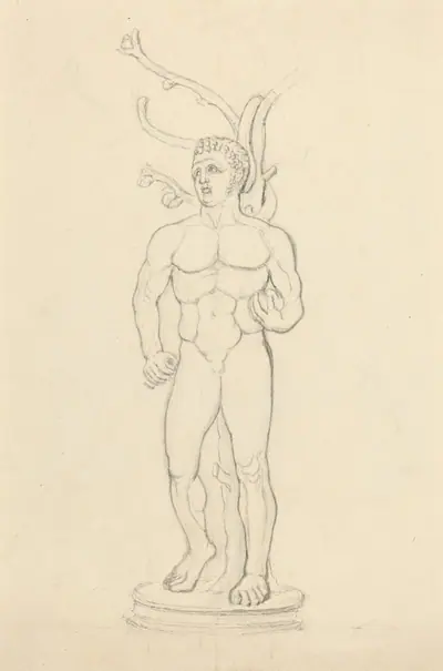 Statue of a Male Nude before a Tree