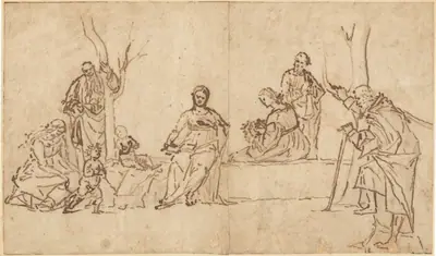 The Madonna and Child with Saints in a Landscape (Sacra Conversazione)