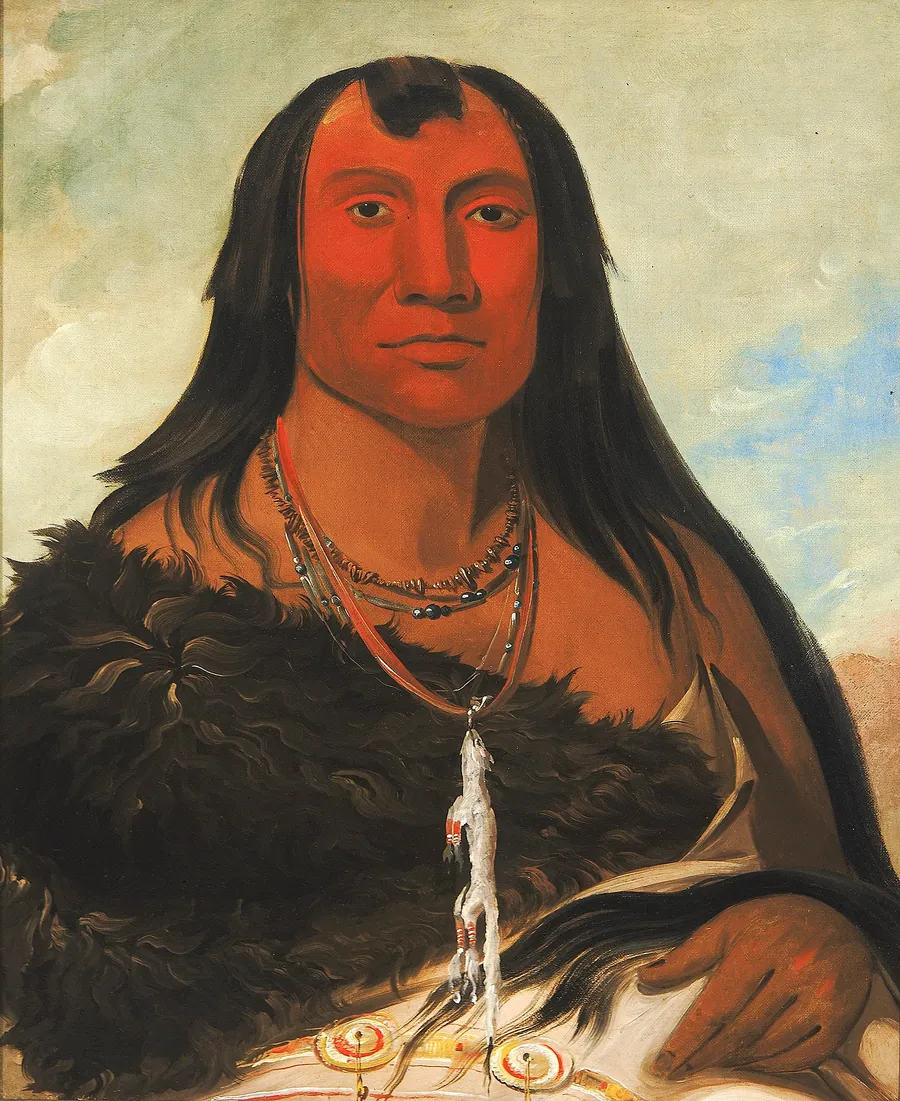 Cháh-ee-chópes, Four Wolves, a Chief in Mourning by George Catlin, born Wilkes-Barre, PA 1796-died Jersey City, NJ 1872