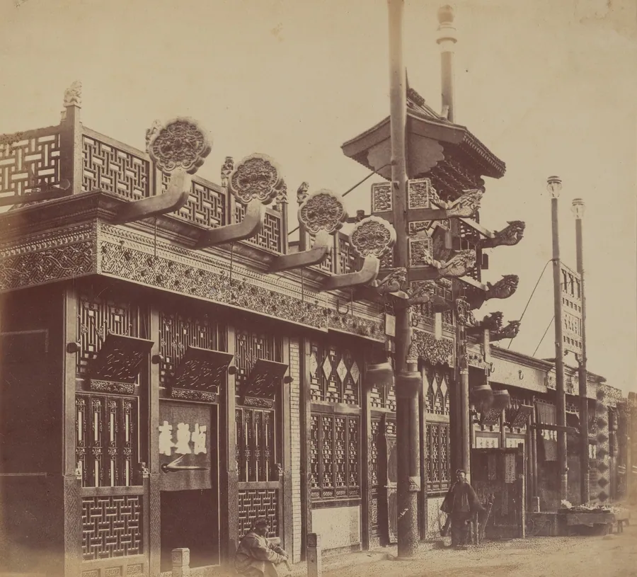 Shops and Street, Chinese City of Pekin, October 1860 by Felice Beato