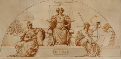 Cartoon for mural of Minnesota State Capital, "Institute of Justice"