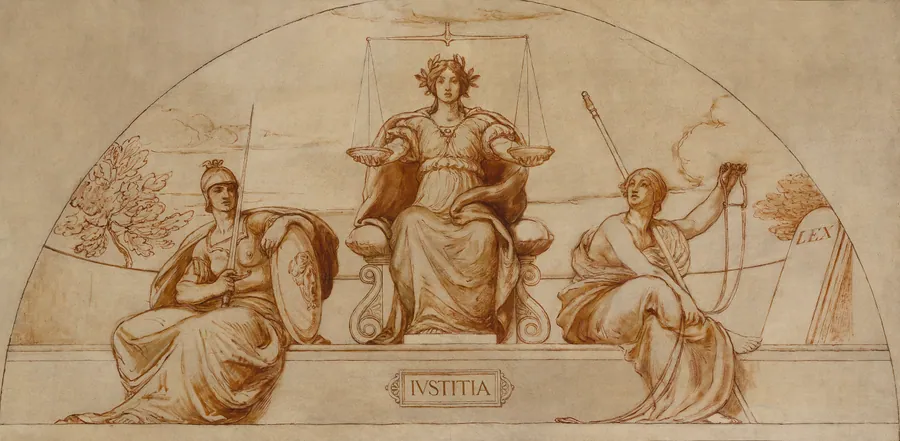 Cartoon for mural of Minnesota State Capital, "Institute of Justice" by Kenyon Cox, born Warren, OH 1856-died New York City 1919