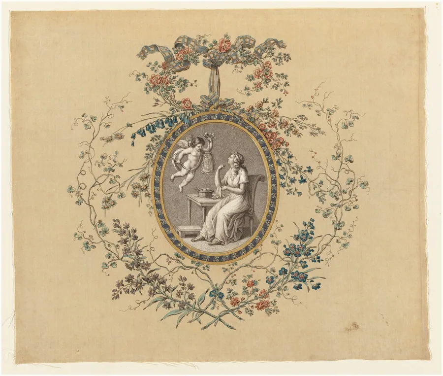 Seated Woman Embroidering by Various Artists
