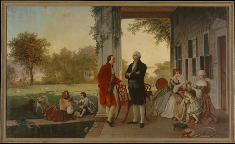 Washington and Lafayette at Mount Vernon, 1784 (The Home of Washington after the War) by Thomas Pritchard Rossiter