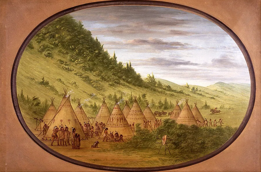 An Ojibbeway Village of Skin Tents by George Catlin