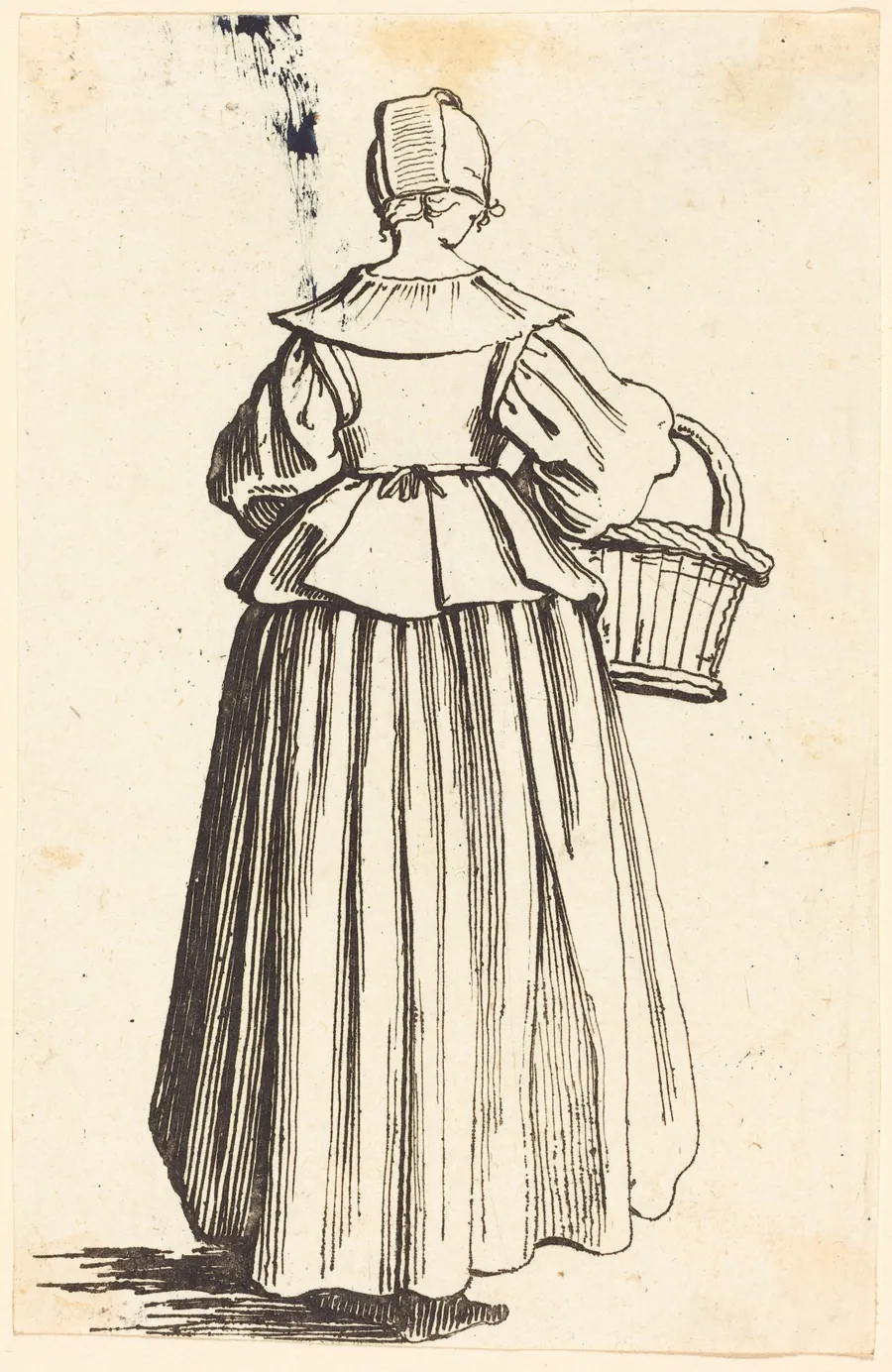 Peasant Woman with Basket, Seen from Behind by Israel Henriet
