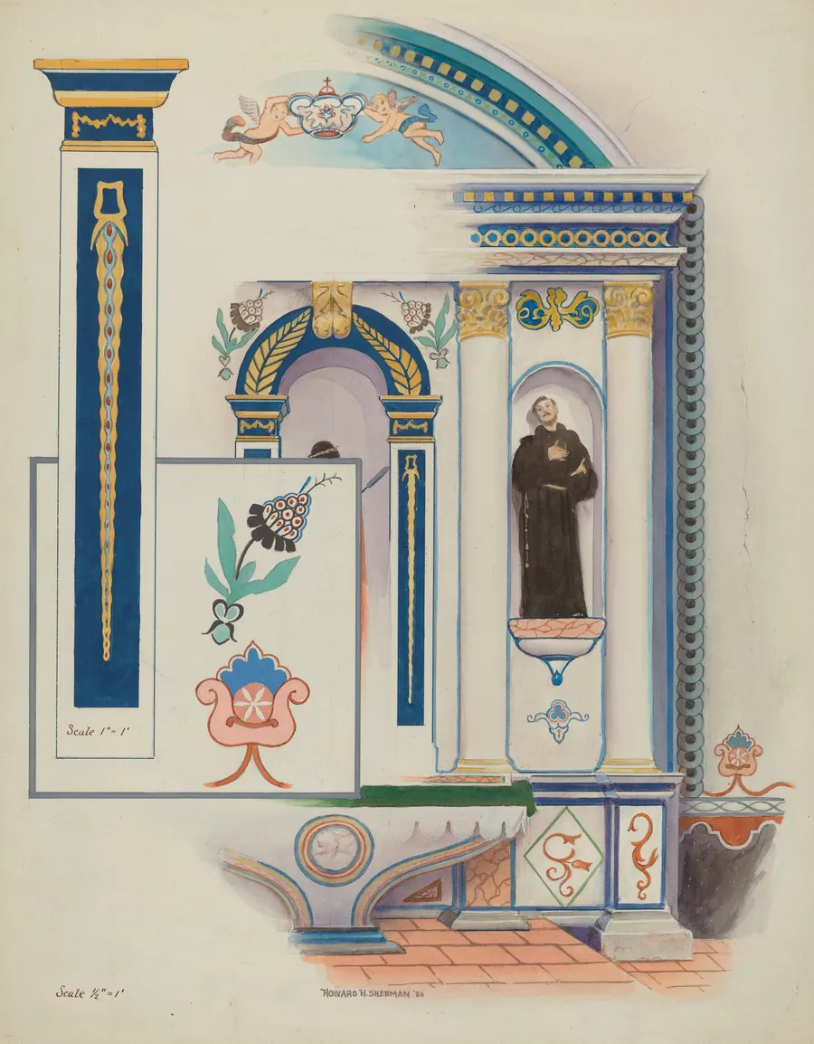 Side Altar, San Luis Rey Mission by Howard H. Sherman