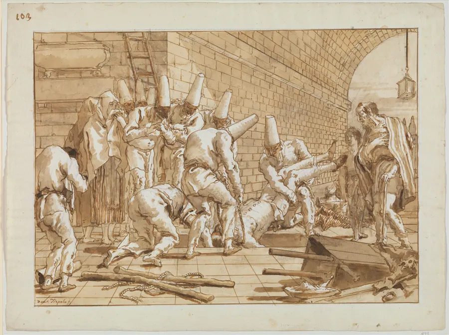 The Burial of Punchinello by Giovanni Domenico Tiepolo