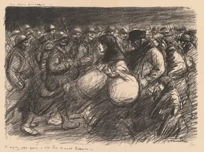 War Sketches: The Two Processions (Croquis de guerre: Les deux cortèges – “Ayez pas peur - on les a - et bien!”)