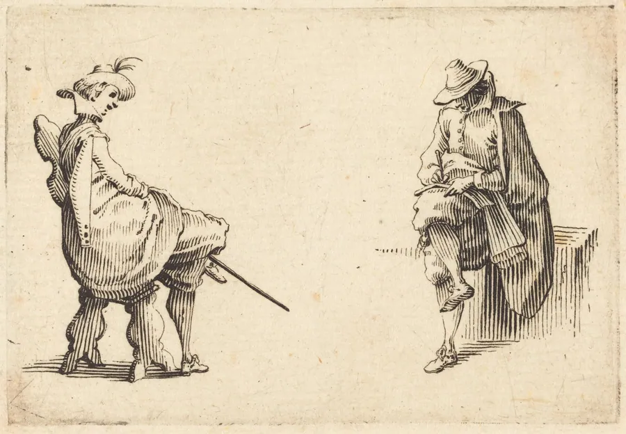 Two Seated Figures by Jacques Callot