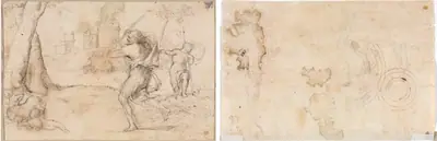Romulus and Remus Found by Faustulus (recto) Concentric Circles (verso)