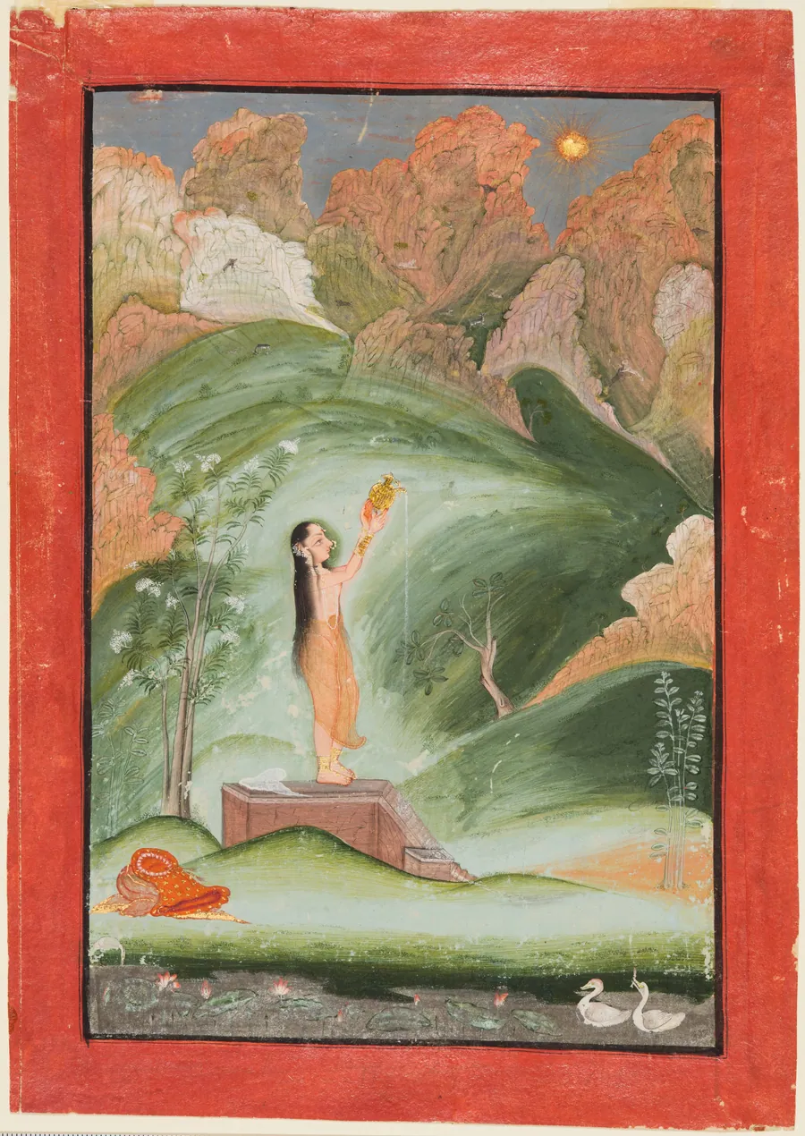 A girl worshipping the rising sun (Surya puja) by Chokha