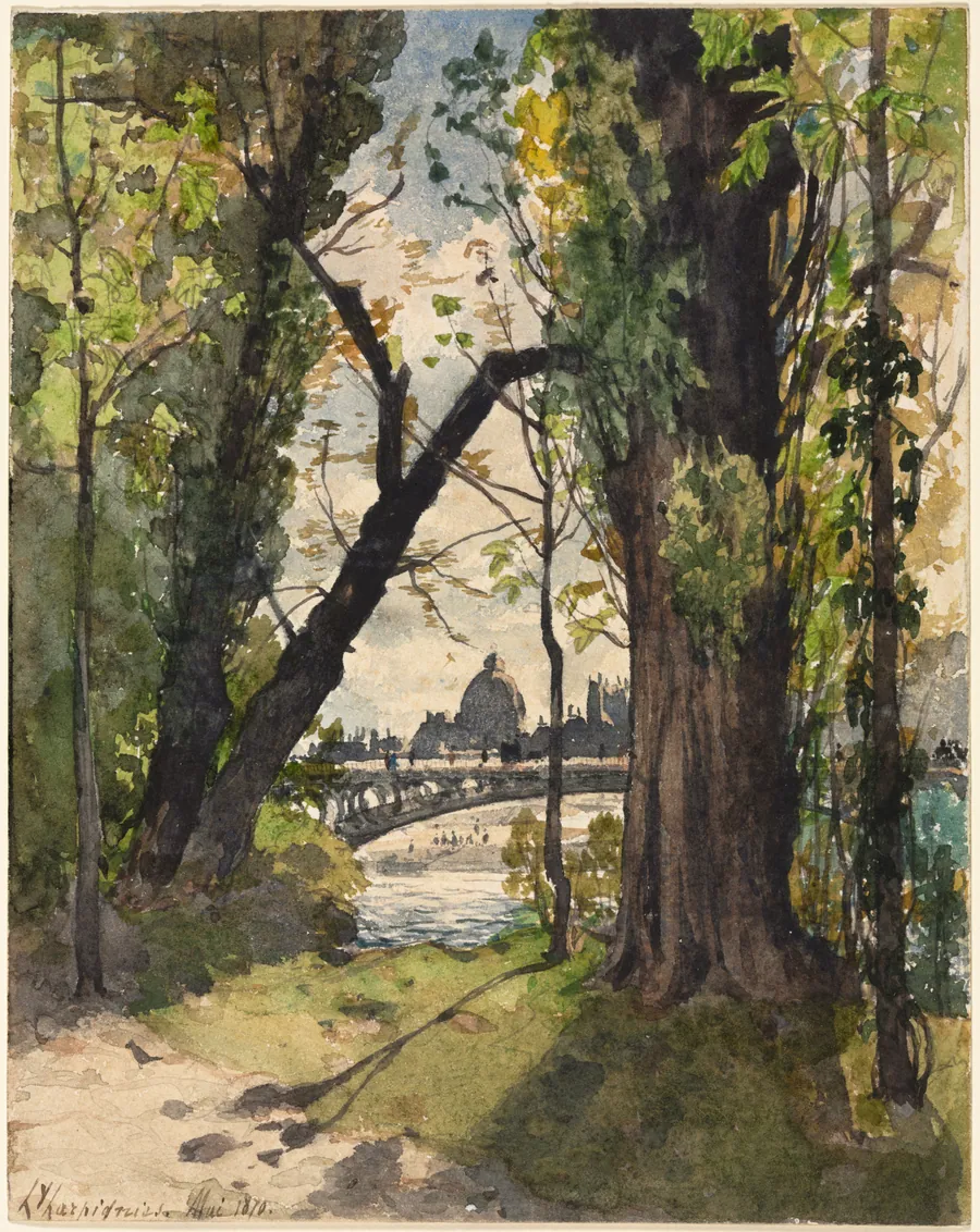 View of the Institut de France from the Foot of the Pont Royal by Henri Joseph Harpignies