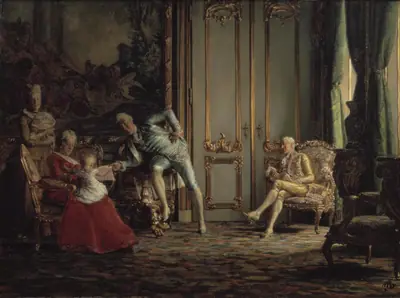 Christian VII, Struensee, Caroline Mathilde med Louise Augusta og en hofdame