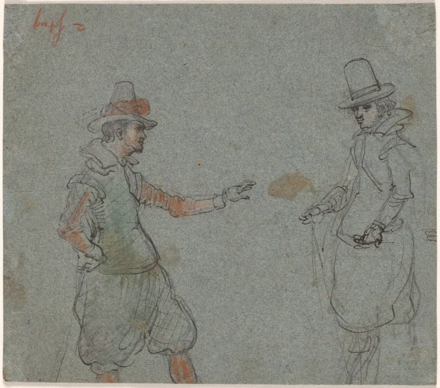 Two Gentlemen (verso) by Hendrick Avercamp
