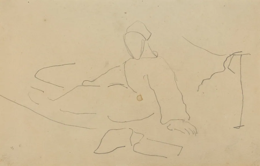 Figure Seated on the Ground [recto] by Paul Gauguin