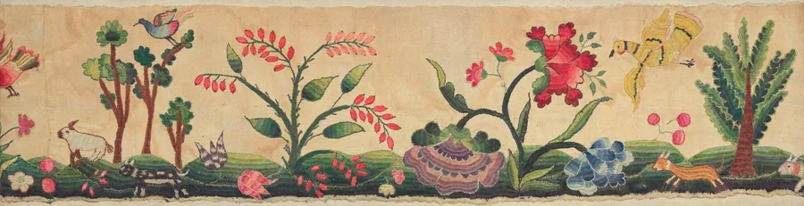 Section of Crewel Embroidery on Border of Petticoat by Lawrence Peterson
