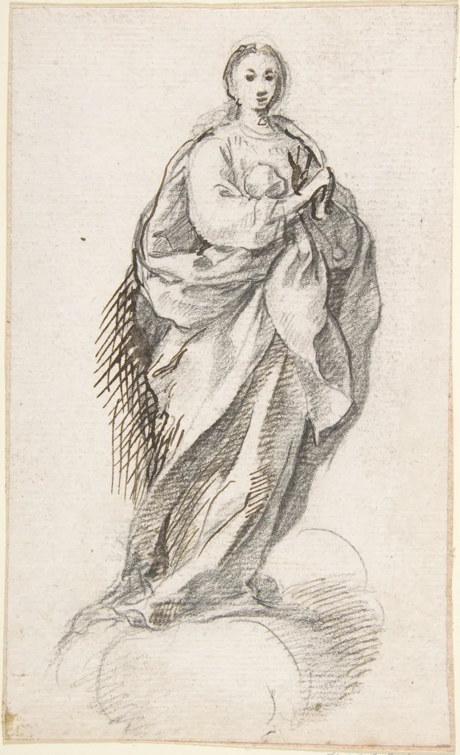 Virgin of the Immaculate Conception Standing on Clouds by Anonymous, Spanish, School of Seville, 17th century