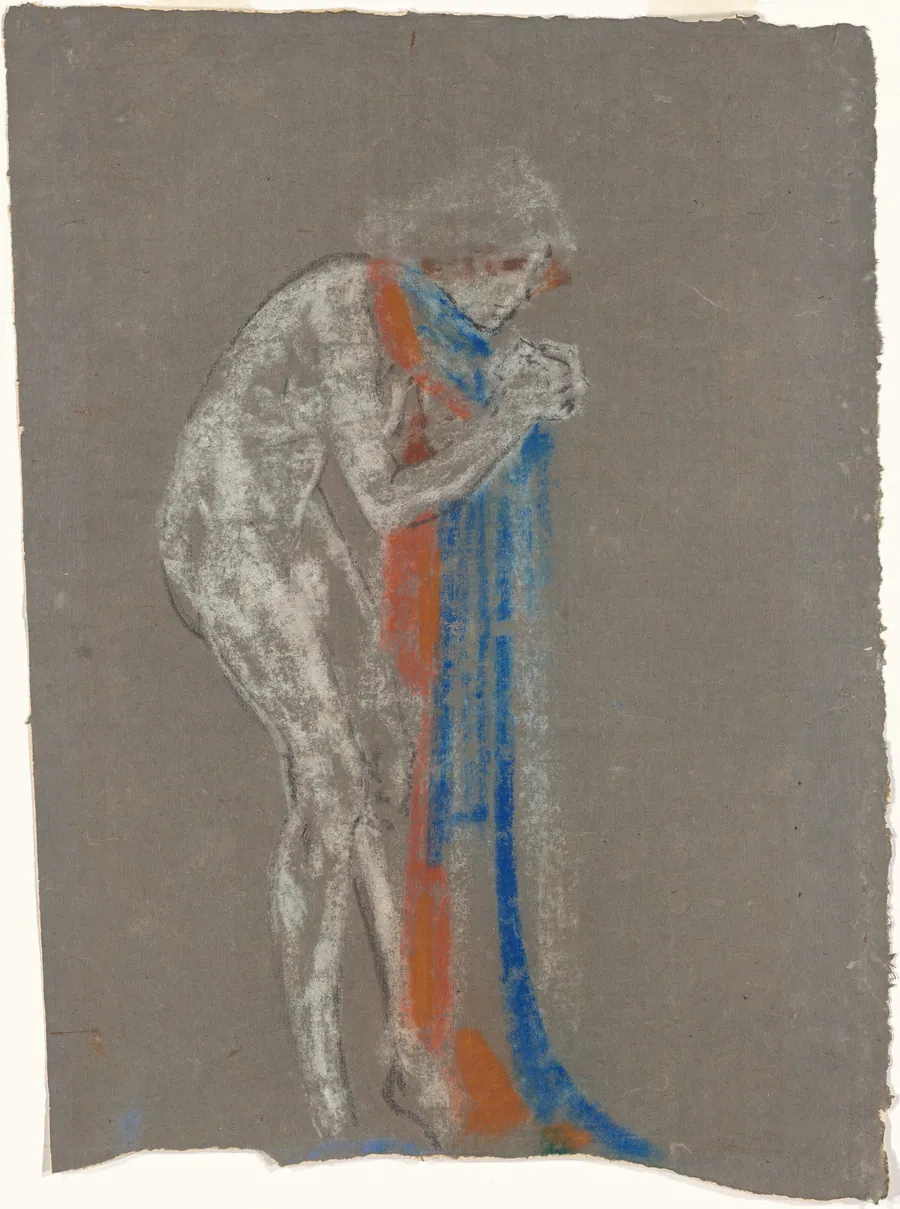 Woman with Red and Blue Scarf by Arthur B. Davies