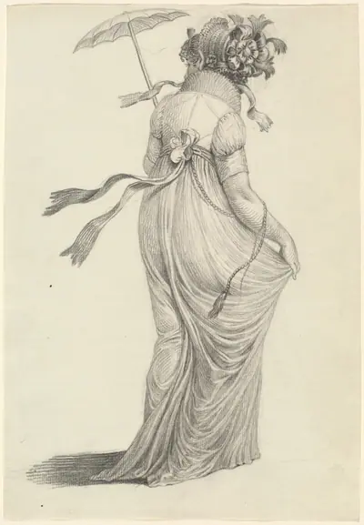 A Fashionable Young Woman Seen from Behind