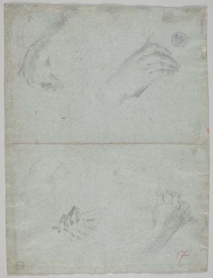 Studies of Hands Playing Instruments (verso) by Giovanni Battista Piazzetta