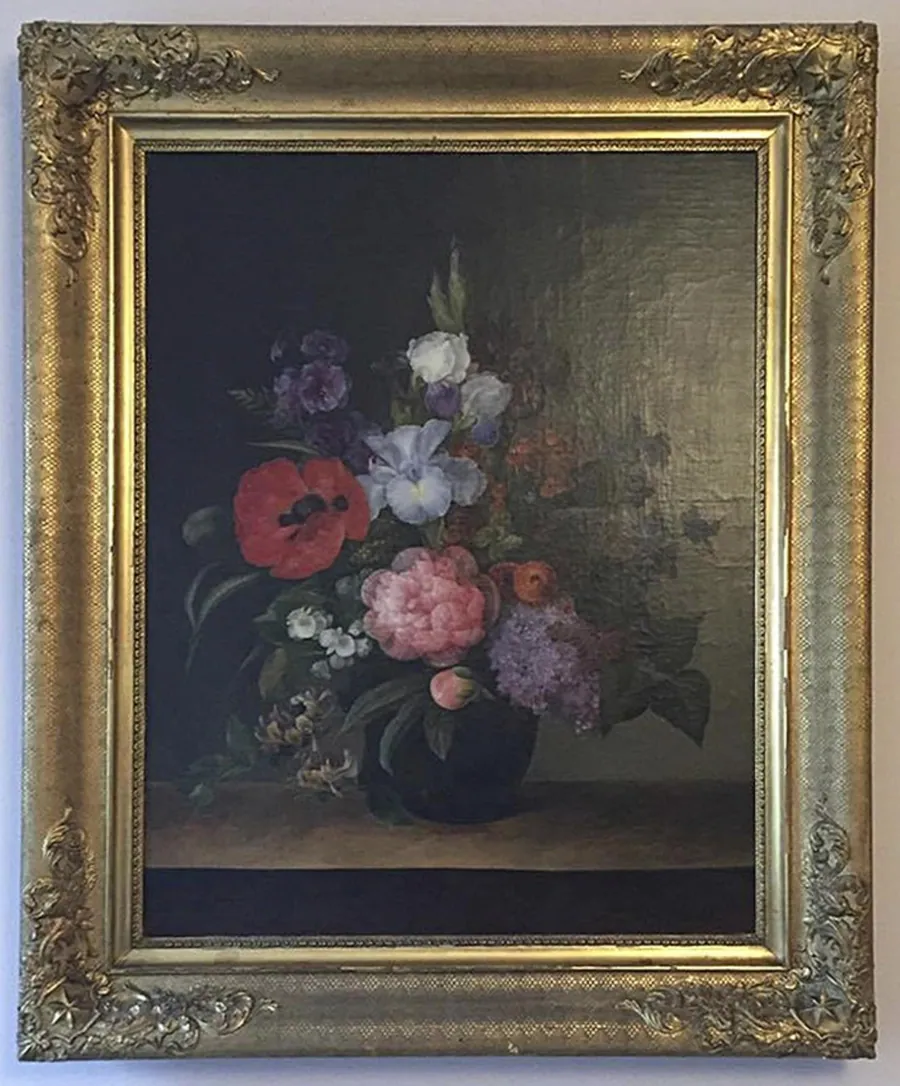 Blomsterbuket med valmue, syren og kaprifolium by Hermania Neergaard