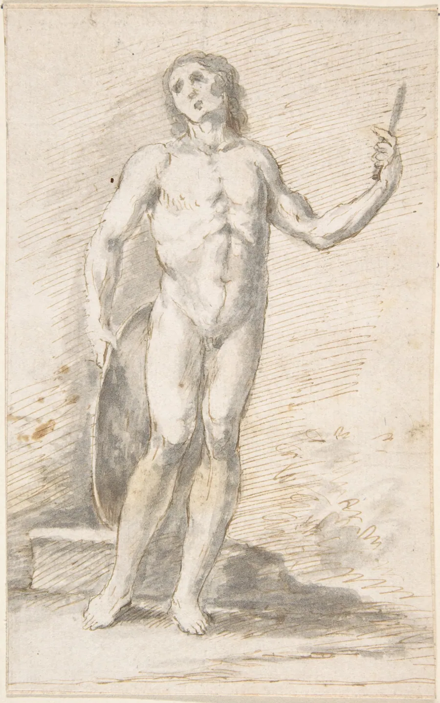 Standing Male Nude by Anonymous, Spanish, School of Seville, 17th century