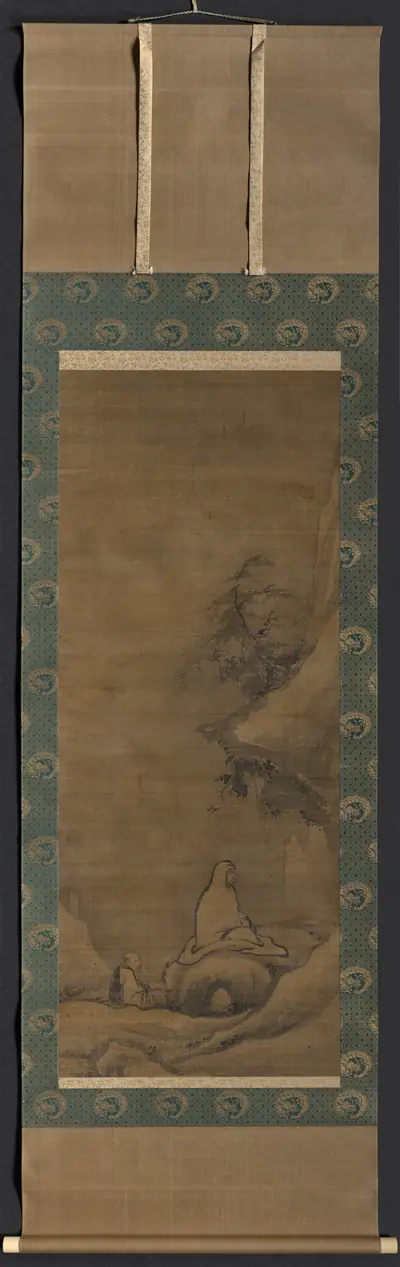 Bodhidharma Meditating Facing a Cliff