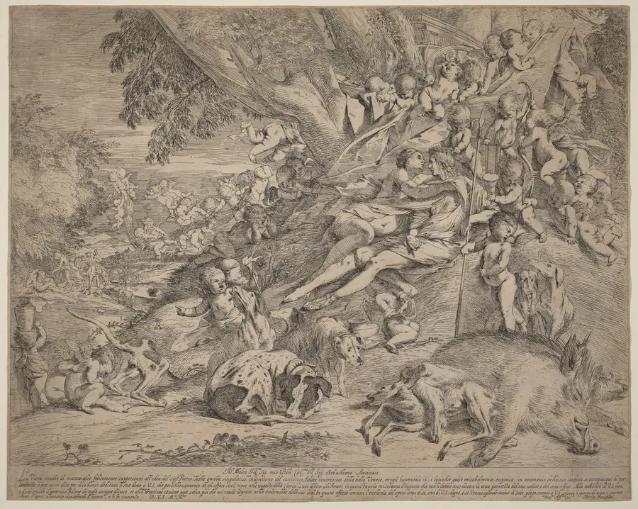 Venus and Adonis by Pietro Testa