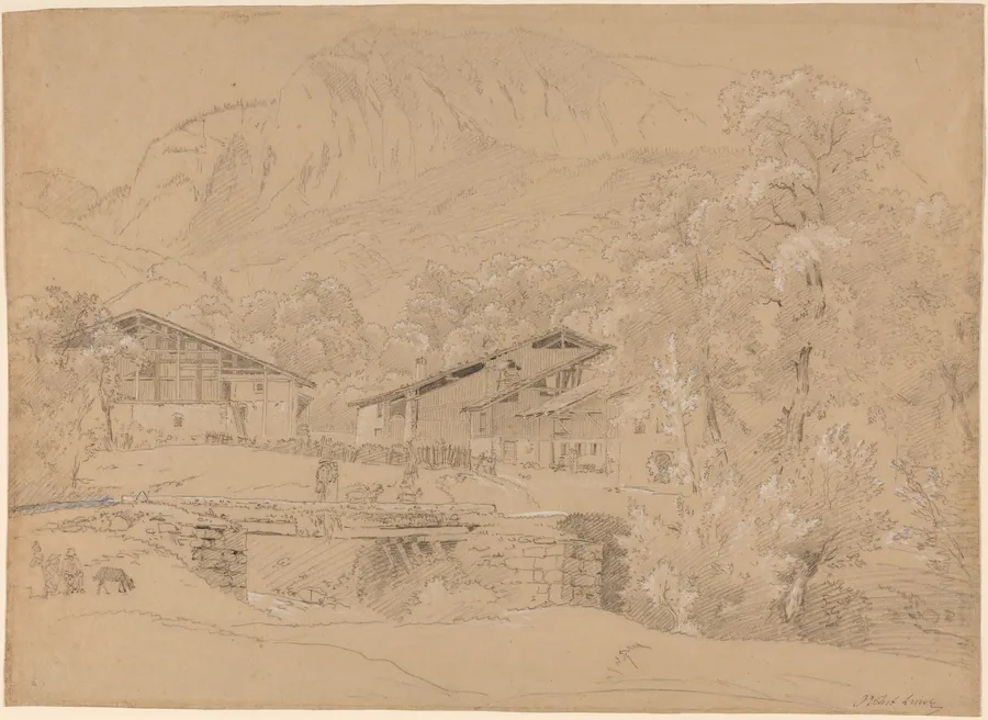 An Alpine Village in Summertime by Jean Antoine Linck