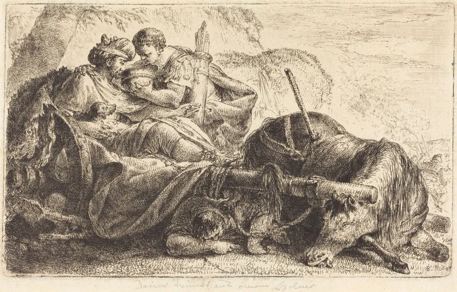 Darius Receiving Water from the Helmet of One of Alexander's Soldiers by Bernhard Rode
