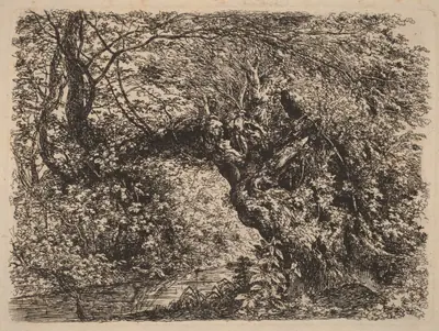 An Old Willow by a Stream
