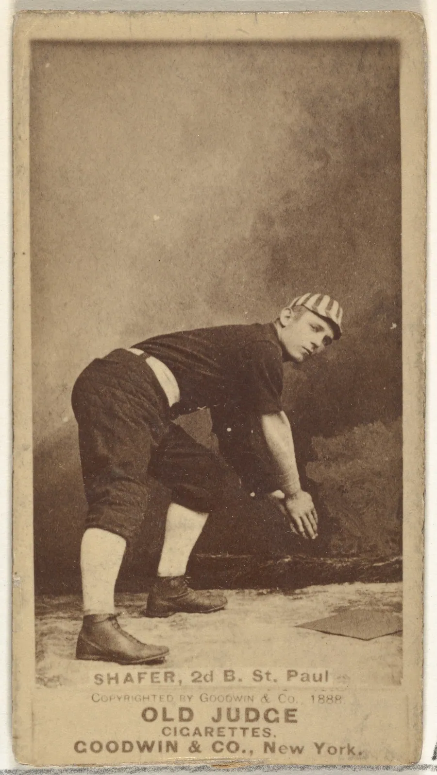 Zachary Taylor Shafer, 2nd Base, St. Paul Apostles, from the Old Judge series (N172) for Old Judge Cigarettes by Goodwin & Company