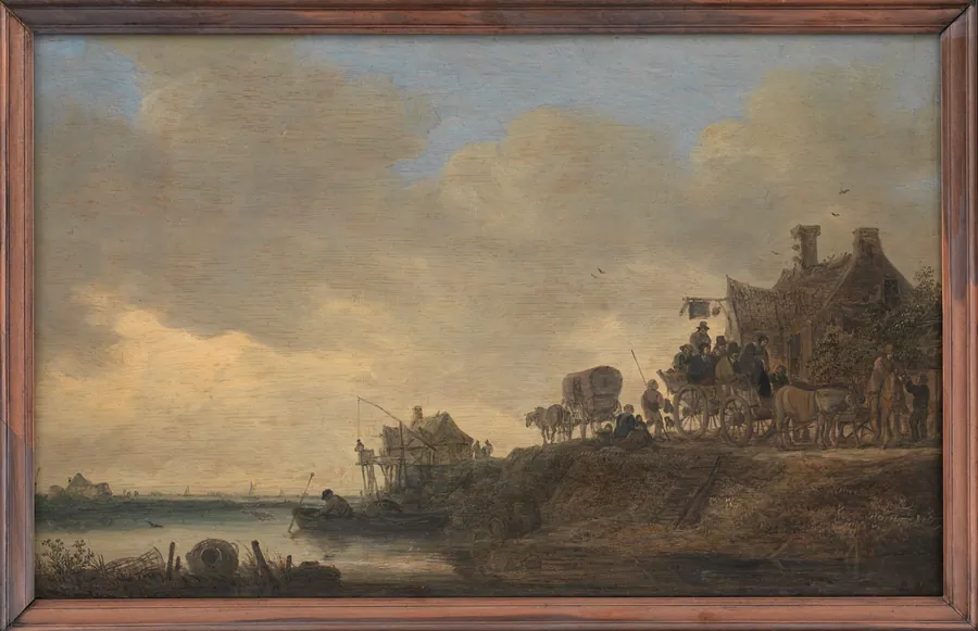 Flodlandskab med værtshuset "Svanen" by Jan Josefsz van Goyen