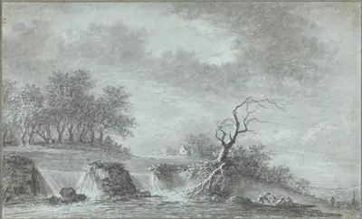 Riverscape with a Waterfall