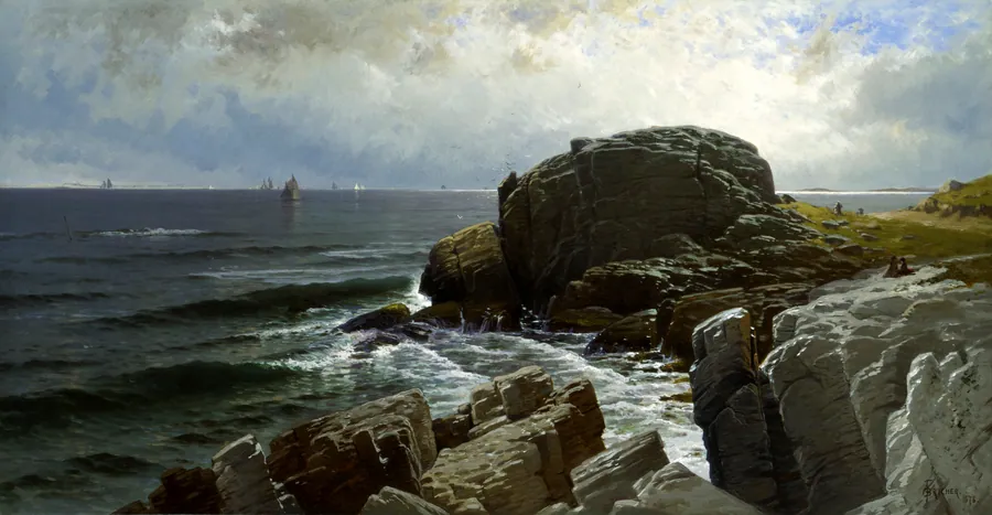 Castle Rock, Marblehead by Alfred Thompson Bricher, born Portsmouth, NH 1837-died New Dorp, NY 1908