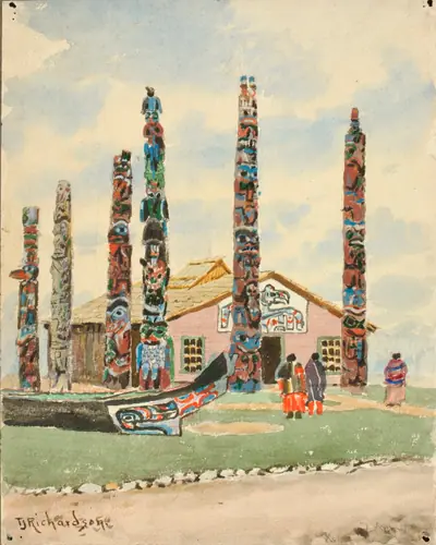 Alaska Building with Totems at St. Louis Exposition