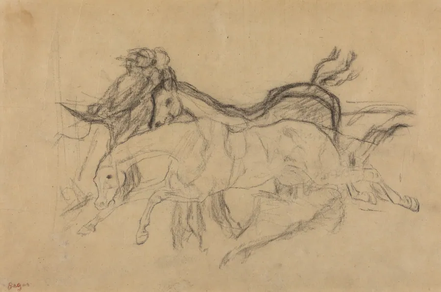 Racehorses (study for "Scene from the Steeplechase: The Fallen Jockey") by Edgar Degas