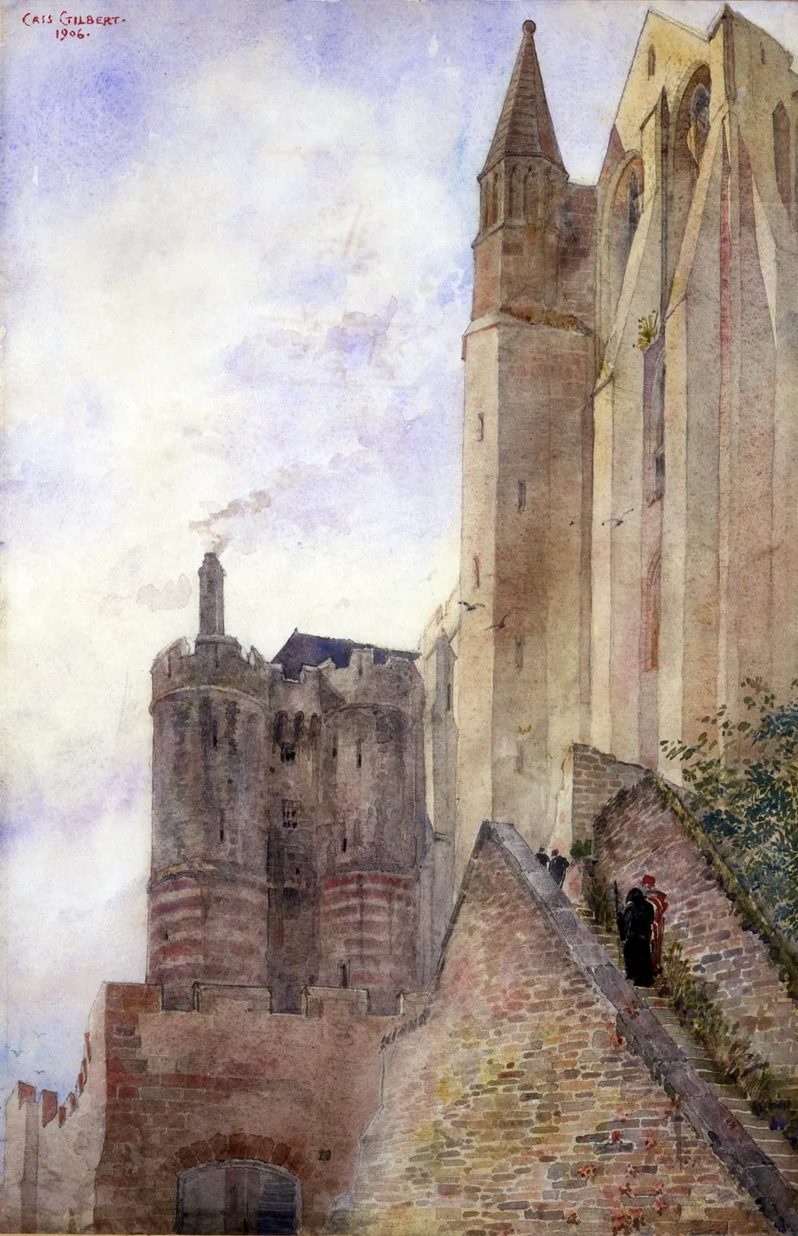 Mont Saint Michel, France by Cass Gilbert, born Zanesville, OH 1858-died Brockenhurst, England 1934