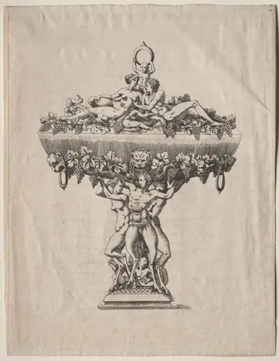 Covered Cup with Grape Festoon