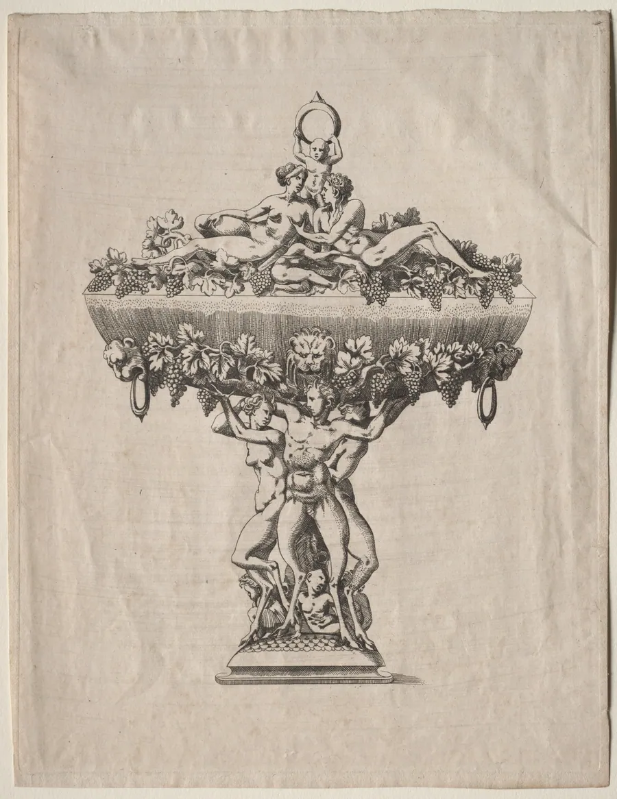 Covered Cup with Grape Festoon by Antonio Fantuzzi