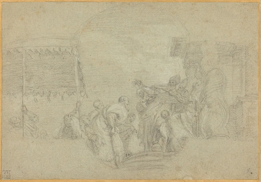 A Bishop Blessing a King by Sebastiano Conca