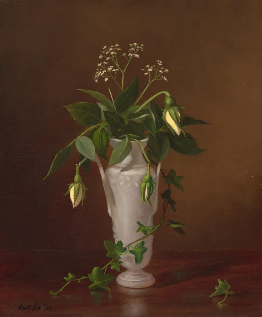 Myosotis and Roses in a Vase by Frederick Stone Batcheller