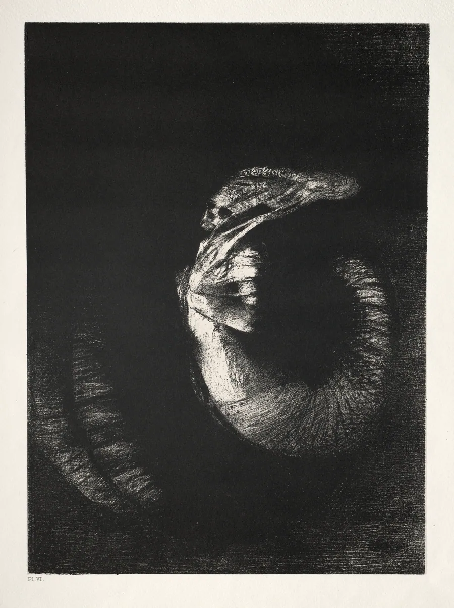 It Is a Skull Wreathed with Roses. It Dominates a Woman's Torso of Pearly Whiteness by Odilon Redon