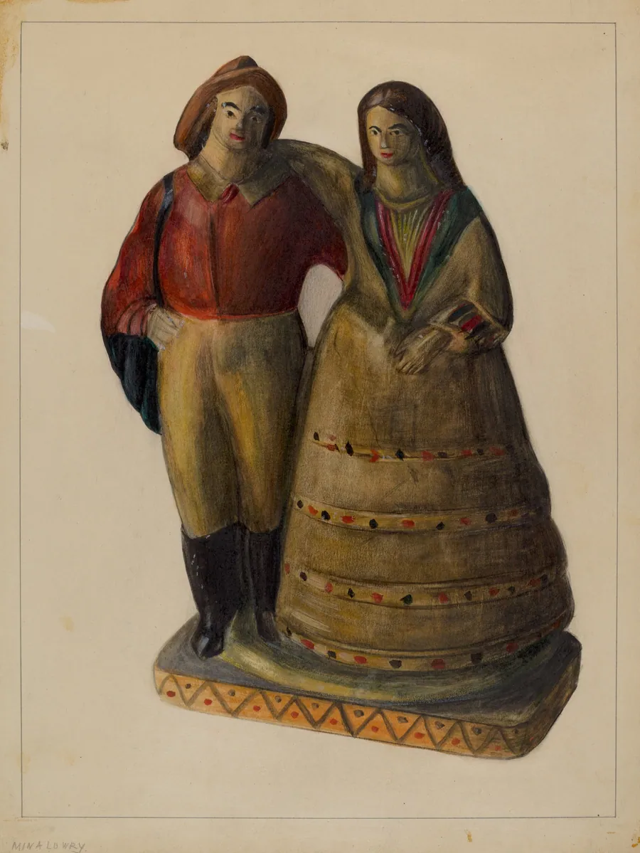 Fisherman and Woman by Mina Lowry