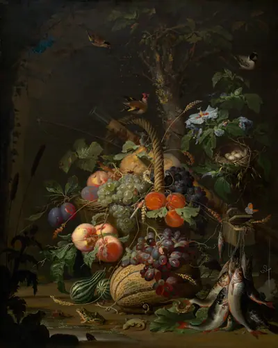 Still Life with Fruit, Fish, and a Nest