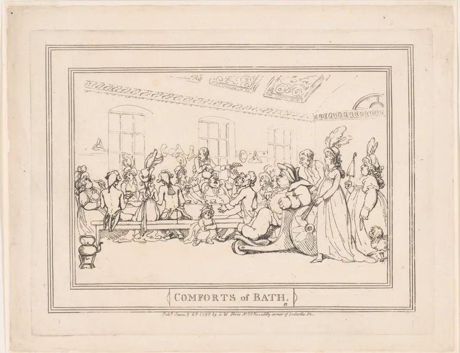 Comforts of Bath, Plate 11 by Thomas Rowlandson