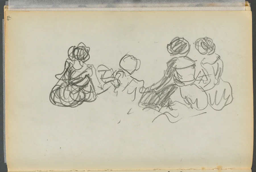 Sketchbook- The Granite Shore Hotel, Rockport, page 097: Seated Female Figures by Maurice Prendergast