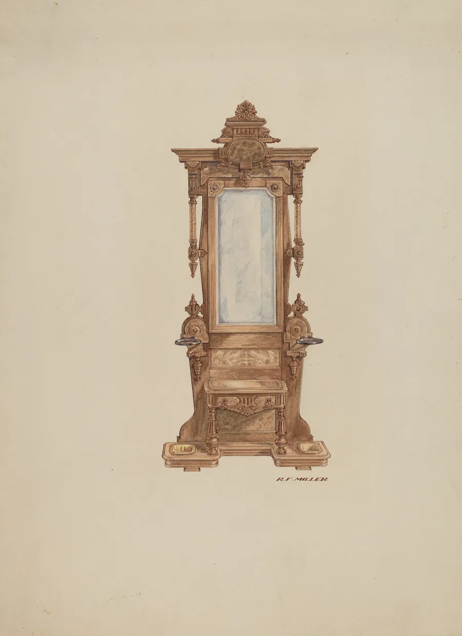 Hall Tree, of Mahogany by Randolph F. Miller