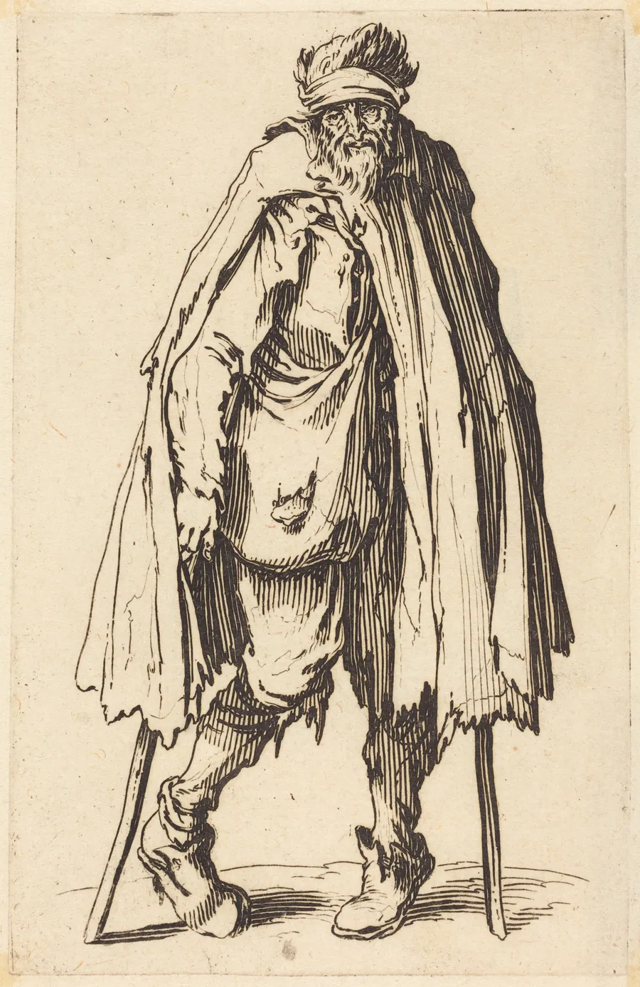 Beggar with Crutches and Sack by Jacques Callot
